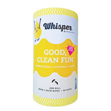 Whisper Antibacterial Wipes Roll 50cm x 30cm | 90 sheets - Yellow