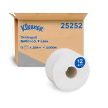 KLEENEX® Centre Pull Bath Tissue, White 2 Ply, 250 Metres/Roll, 12 Rolls/Case